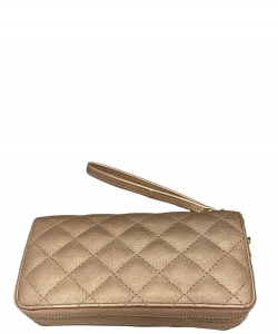 Double Zip Quilted Wallet QW0012 Gold
